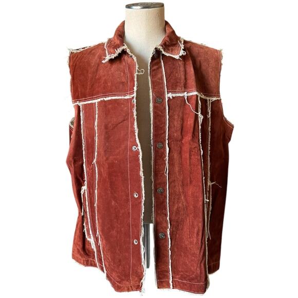 Vintage M. Julian Wilsons Leather distressed patchwork lined brown vest size XL - Picture 3 of 16